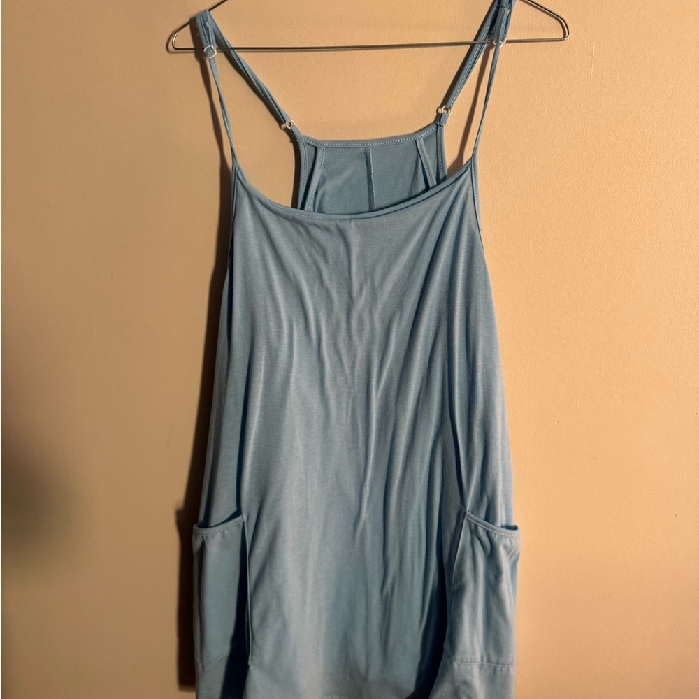 Light blue athletic dress with built in romper
